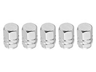 Marcraft Silver Metal Tyre Wheel Alloy Valve Caps Dust Caps (5 Pack) Universal for Cars, SUVs, Bicycles, Motorcycles, Trucks | Heavy-Duty Rubber Airtight Seal | Hex Shape Aluminium Alloy | Screw-On