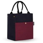 earthsave Insulated Lunch Bag for Office Women & Men (Blue & Maroon) | Eco-Friendly Canvas Tiffin Bags for School, Cotton Drawstring Lunch Bag for Kids| Cloth Lunch Box Bags