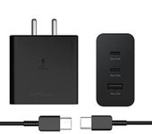 JASSE 65W Triple 3 Port Power Adapter Compatible for Samsung Galaxy S22 Ultra 5G 65Watt Multi Port (Trio) Fast Charger with C to C Cable (65 Watt C to C Set)