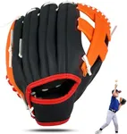 Gracfulcub Baseball Glove, Baseball Softball Mitt, Fastpitch Softball Outfield Mitt with Ball for Kids Youth Adults Training and Beginner, Right Hand Throw, Left Hand Glove (Black Orange, 10.5in)