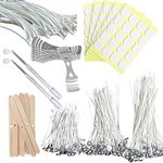 Candle Making Thread | Candle Wick150 (1-2-3-4-5-6 inches) Candles Making Supplies | 112 Wick Strickers,1-Metal Holder,10 Wooden Wick Holders, 2 Dropper