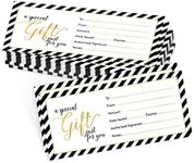 25 4x9 Gold Blank Gift Certificates for Business Gifts for Clients - Blank Gift Cards for Small Business Gift Certificates Christmas, Restaurant Gift Certificates for Spa Salon Gift Certificates