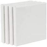 Amazon Brand - Solimo Medium Grain Cotton Stretched Canvas with Wooden Frame, 6 x 6 inch, Set of 4