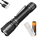 Fenix TK20R v2.0 3000 Lumen Rechargeable Tactical Flashlight, Long Throw with Two Batteries and LumenTac Battery Organizer