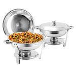 BriSunshine 2 Packs 4QT Chafing Dish Buffet Set,Stainless Steel Buffet Servers and Warmers,Round Chafer Food Warmer with Lid & Holder for Parties Caterings