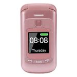 YUEHISY Unlocked Flip Phone for Senior Safety, 2.4in Dual Screen Big Keys, SOS Key Loud Speaker, 2800mAh Long Battery, 2G GSM Dual SIM for Elderly (Pink)