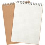 Engrowtic Graph Paper Spiral Notepad A5 Top Wirebound Notepad Grid Notebook Steno Pads Memo Notepads Grid Paper 140 Pages for Writing Sketching Drawing School Office Supplies(Kraft, 1 Pack)