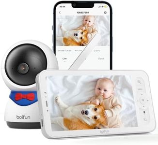 BOIFUN 1080P 5" Babyphone Caméra, PTZ 355°Camera Bebe Surveillance des Mouvements et Suivi Automatique, Monitor et Smartphone, Zone d'alarme Personnalisée