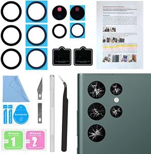 2PCS ASDAWN for Galaxy S22 Ultra Back Rear Camera Lens Glass Replacement for S22 Ultra 6.8 Inches Back Glass Camera Lens repair kit,with Free Lens Film + Installation Manual + Repair Tool Set