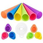 GOLDGE Ice Pop Mould Silicone Popsicle Mold Ice Lolly Molds with Leak Proof Lids, Silicone Folding Funnel, Food Grade, BPA Free, Flexible, Reusable, Dishwasher Safe, Colorful, Pack of 7