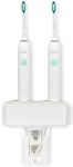 HOYT DESIGN Electric Toothbrush Holder, Wall Mount, Compatible with Sonicare Holds 2 Chargers, Mounts on Single GFCI/Decora Outlet ONLY. (Charger/Brushes NOT Included), White (PS2C-GSSV)