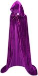 OurLore Unisex Full Length Hooded Robe Cloak Long Velvet Cape Cosplay Costume 59 inch(Purple)