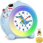 TENOCK Kids Analog Alarm Clock Unicorn Girls Alarm Clock Gradient Light Silent Alarm Clock Children's Birthday Party (Blue)