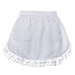 Aspire Maid Costume Waist Apron for Lady, Christmas Lace Cotton Half Apron with Two Pockets