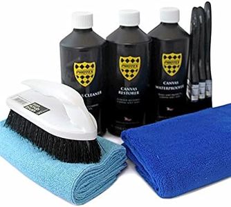 PROTEX Convertible Soft Top Care Kit with Canvas Cleaner, Restorer (Black) & Waterproofer - 500ml, Giant Microfibre Towel, Brushes and Microfibre Clothes - COMPLETE KIT.