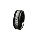 Daesar Mens Tungsten Ring 8Mm Wedding Band 8MM Meteorite Black Silver Ring Size 6