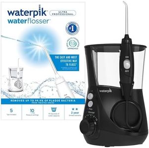Waterpik Ultra Professional Water Flosser, 5 Tips, Advanced Pressure Control System, 10 Settings, Dental Plaque Removal Tool, Black, WP-662UK, 2pin UK Bathroom Plug