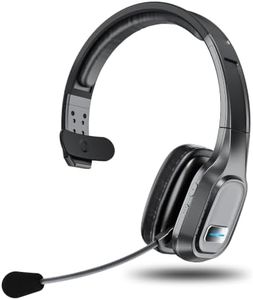 Bluetooth Headset with Mic, 60 Hours Talking Time Single-Ear Wireless Headset, ENC Noise Canceling, One-Touch Mute, Dual-Device Connection for Truck Driver, Office, Call Center, Phone/PC, Black