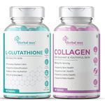 Herbal max L - Glutathione And Collagen Tablet Supplement With Antioxidants | Collagen Builder | Youthful Skin | Hydrates | Radiant Skin | Vitamin C | 120 Veg Tablets