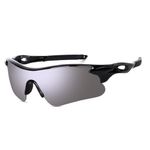 FZ CRAFT Sports Sunglasses for men and women Cycling Mountain Travelling Cricket Trekking Baseball Fishing Cycling Running Golf Motorcycle Tac Glasses UV400 (Grey Black)