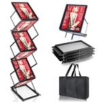 VAIIGO Brochure Display Stand A4 Magazine Rack Stand - 6 Pockets Portable Folding Exhibition Literature Leaflet Rack Catalog Floor Display Stand with Bag for Trade Show Office Store Display, Black