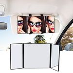 STYDDI Car Makeup Mirror, Universal Sun Visor Mirror, Folding Vanity Mirror, Cosmetic Mirror with Elastic Hook and Loop Fitting On Sun-shading Mirror Or Rear View Mirror