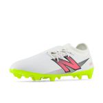 New Balance Unisex Adult Furon V7 Dispatch FG Soccer Shoe, White/Hi-lite/Neon Pink, 12 Wide Women/10.5 Men