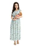 AV2 Womens Viscose Maternity | Nursing |Feeding | Calf Length Breast Feeding Dress With Zippers For Post Pregnancy(5072_Light Green_Large)