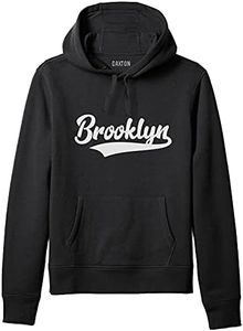 Daxton Adult Unisex Pullover USA Cities State Script Hoodie Fleece Sweatshirt, Brooklyn Black White, 2XL