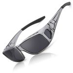 LVIOE Polarised Fit Over Sunglasses for Men Women, Clip-on Over Glasses Sunglasses with UV 400 Protection