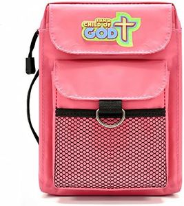 Children's Bible Carrier Pink, Durable Zippered Book Cover Medium Carrying Case, Fits up to 8.50 x 6.25 x 2 inches with Pockets