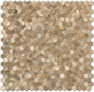 STICKGOO Peel and Stick Backsplash Tiles, Stick on Mosaic Self Adhesive Tiles, 3D Hexagon Backsplash for Kitchen Bathroom Fireplace Vanity (8PCS, Copper)
