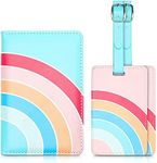 RFID Rainbow Passport Holder with 2 Luggage Tags for Women (3 Pieces)