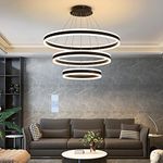 Mikeru 40+60+80CM 100W Modern Circular LED Pendant with Remote Control, 7600LM 10%-100% Dimmable Three Layers Pendant Lights for Kitchen Island, Living Room(Without Batteries)