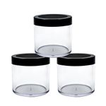 Happy Packaging 100Gm Clear Round Empty Acrylic cosmetic Cream Container|Jars With Black Cap And White Inner Lids For Creams|Balms |Face Scrub|Body Cream Etc (3)