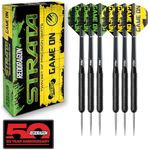 Red Dragon Darts Set - Strata Game On Twin Set of Darts – 20g Black Steel Tip Dart with Flights and Shafts – Ideal for Beginners and Casual Players​