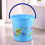 Kuber Industries Bucket (18 LTR) Water Bucket for Bathroom | Plastic Bucket for Kitchen | Balti for Bathroom | Bucket for Daily Use | Portable Bucket | Printed Water Storage Bucket | Blue