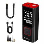 Portronics Vayu 2.0 Rechargeable Tyre Inflator with 150 PSI Pressure, 6000 mAh Battery, Preset Modes, Digital Display, Flashlight Torch, Air Pump Compressor for Car, Bike, Cycle (Black)