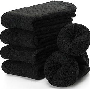 EBMORE Men Wool Merino Socks for Winter Thermal Warm Thick Hiking Boot Heavy Soft Cozy Socks for Cold Weather 5 Pack(Black-5pairs)