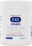 E45 - Dermatological Cream For Dry Skin Conditions | Non Greasy Emollient | Hypoallergenic | 500g