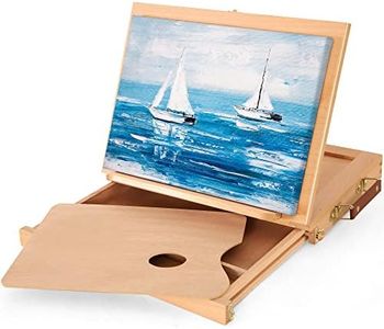 VISWIN Tabletop Easel with Drawer and Palette, Adjustable Table Sketch Box, Solid Beech Wood Painting Box for Beginners, Students, Accommodates Canvases, Panels or Books Up to 11x14” in Size