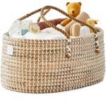 Bebe Bask Baby Diaper Caddy Organizer -- Handmade Organic Seagrass -- Luxury Diaper Caddy Basket -- Cute Diaper Caddy for Baby Girl & Diaper Caddy for Baby Boy