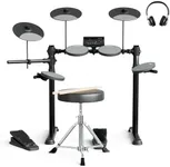 UMOMO Electric Drum Set, Electronic Drum Set With 10" Cymbals, 2 Pedals, Drum Stool, 150 Sounds, Drum Sticks, Headphones, Stable Steel Frame, USB MIDI, 15 Drum Kits, for Beginner, Kids, Gray