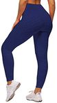 Memoryee Women's Honeycomb Waffle Leggings Ruched Butt Lift High Waisted Chic Sport Tummy Control Plus Size Workout Gym Yoga Stretchy Pants/Navy/M