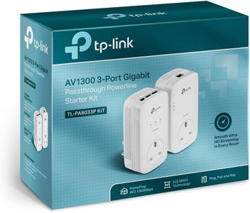 TP-Link AV1300 Powerline Adapter Kit – 3 Gigabit Ports, Passthrough, MIMO