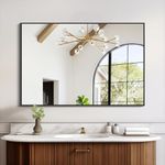 COFENY Black Bathroom Mirror for Wall, 24x36 Inch Rectangle Mirrors with Metal Frame, Modern Vanity Wall Mirror Decor for Bathroom Living Room, Entryway Hangs Horizontal or Vertical…