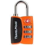 1-Pack TSA Approved 3-Digit Luggage Lock with Open Alert Indicator for Travel Suitcases & Baggage | Luggage Lock | TSA Lock | Orange