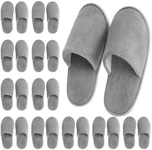 Juvale 12 Pairs Disposable Slippers for Guests, Bulk Pack for Hotel, Spa, Shoeless Home, Gray (US Men Size 11, Women 12)