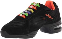 Skazz by Sansha Women's Dance Studio Exercise Sneakers Mesh Suede Rubber Split-Sole Haley (US 5.5 / Skazz 05 M), Black/Orange, 3.5 UK