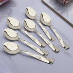 Parage 6 Pieces Stainless Steel Spoons Set,15.5 cm Long, Premium Dinner Spoons for Home & Kitchen, Luxury Dining Tableware Cutlery Set Gift for House Warming, Silver (Moonpress Design)